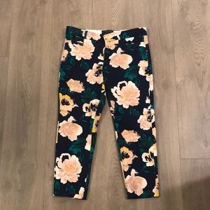 Banana Republic Floral Ankle Pants - Navy and Cream